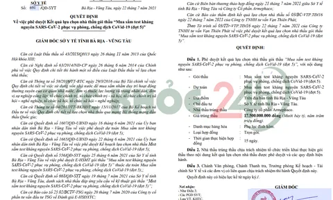 Gói thầu 17,5 tỉ đồng của Armerphaco tại Sở Y tế Bà Rịa-Vũng Tàu có dấu hiệu... thông thầu