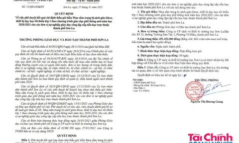 Nhiều bất ổn trong đấu thầu tại Phòng GD&ĐT thành phố Sơn La