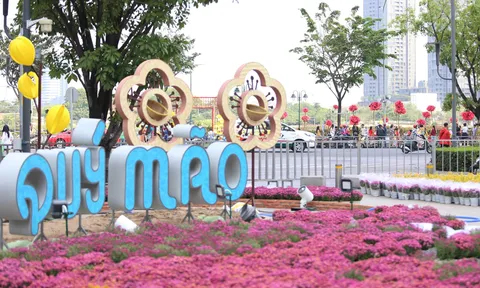 Đường hoa Nguyễn Huệ trước giờ khai mạc: Linh vật mèo lộ diện