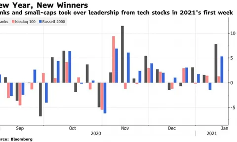 Cổ phiếu tăng trưởng vượt trội trong tuần đầu tiên của năm 2021, chiến lược đầu tư giá trị đã mang lại 'trái ngọt' cho những nhà đầu tư kiên trì
