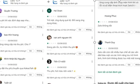 Sau khi thu phí, Zalo 'nhận' đánh giá 1-2 sao của người dùng