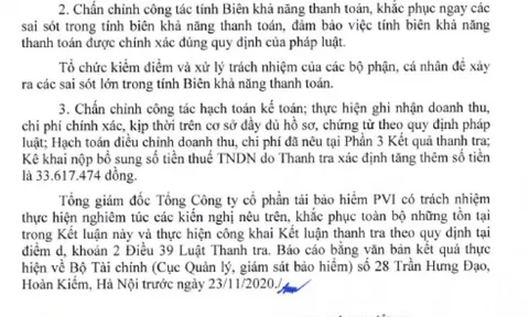 Tổng công ty CP Tái bảo hiểm PVI: 3 sai phạm về trích lập thừa dự phòng