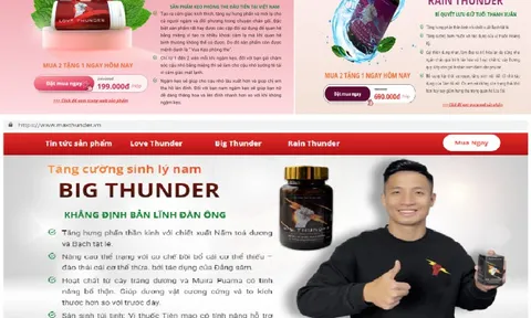 Website quảng cáo sản phẩm Love thunder, Rain thunder, Big thunder lừa dối người tiêu dùng