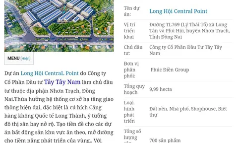 Công ty Cổ phần Đầu tư Tây Tây Nam liệu có bị xử phạt khi tự nhận là chủ đầu tư dự án Long Hội Central Ponit?