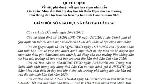Sở Giáo dục và Đào tạo Lào Cai: Nhà thầu “quen mặt” liên tiếp trúng thầu, tỉ lệ tiết kiệm “siêu nhỏ”