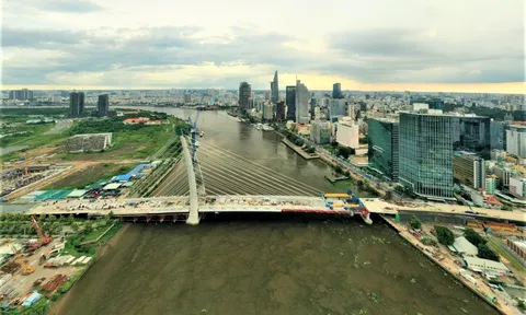 Cận cảnh cầu Thủ Thiêm 2 nối đôi bờ sông Sài Gòn