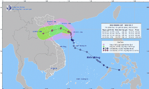 Từ chiều nay, bão số 7 kết hợp không khí lạnh gây mưa to, gió giật cấp 10