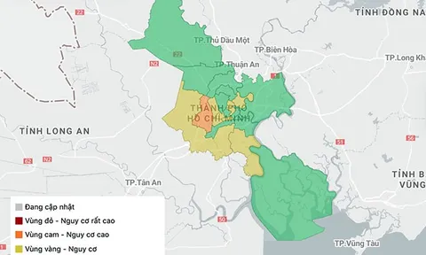 TP.HCM công bố cấp độ dịch của 22 quận, huyện và TP Thủ Đức