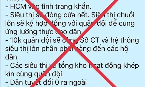 Thông tin 'TPHCM vào tình trạng khẩn' là bịa đặt