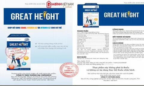 Cục An toàn thực phẩm cảnh báo không mua, sử dụng sản phẩm Great Height