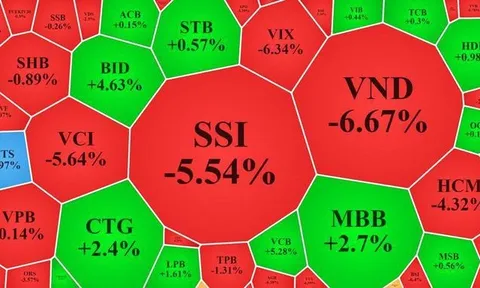 Cổ phiếu chứng khoán bất ngờ bị bán tháo, ngân hàng, dầu khí tiếp tục đỡ chỉ số