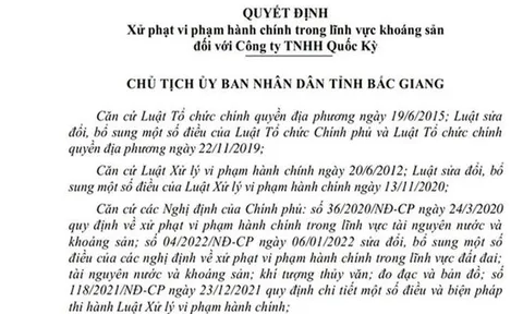 Hé lộ ông chủ Cty Quốc Kỳ vi phạm khai thác khoáng sản bị phạt 500 triệu đồng