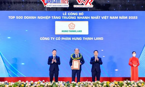 Hưng Thịnh Land nhận cú đúp giải thưởng tại Lễ công bố Top 500 Doanh nghiệp tăng trưởng nhanh nhất Việt Nam 2022