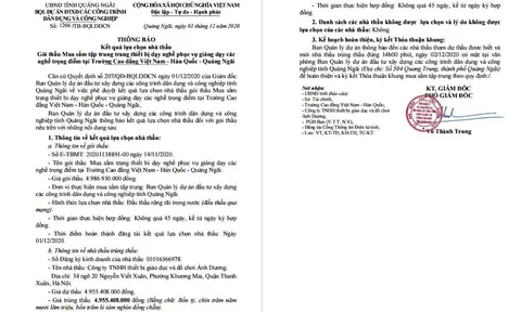 Quảng Ngãi: Nghi vấn chênh lệch giá hàng tỷ đồng trong đấu thầu mua sắm tại Ban quản lý dự án?