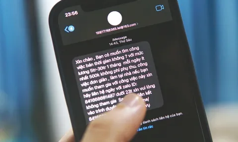 Cảnh giác với tin nhắn rác lừa đảo tuyển dụng việc nhẹ lương cao