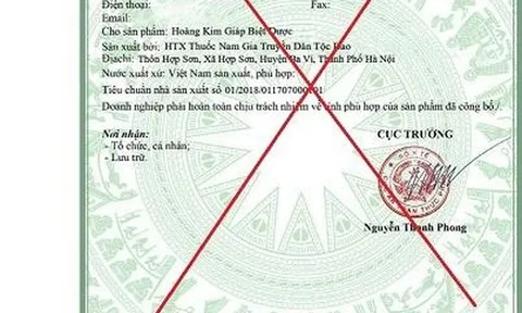 Hợp tác xã Thuốc Nam gia truyền sử dụng giấy công bố sản phẩm giả mạo