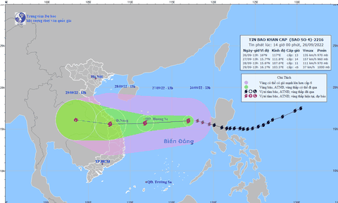 Bão số 4 giật cấp 16 quần thảo tại Hoàng Sa, tiếp tục mạnh lên