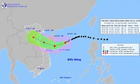Bão số 6 mạnh cấp 12, giật cấp 14 còn cách Hoàng Sa 210km