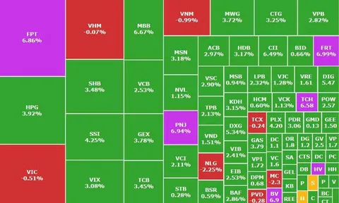 VN-Index chào tháng 8 tăng hơn 27 điểm, FPT cùng PNJ đua nhau tím trần