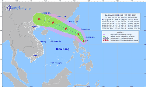 Áp thấp nhiệt đới mạnh lên thành bão, di chuyển rất nhanh theo hướng Tây Bắc, gió giật cấp 10