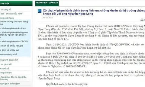 Một nhà đầu tư bị phạt 550 triệu đồng vì thao túng cổ phiếu TNI