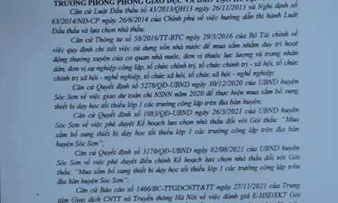 Dấu hiệu đội giá trong các gói thầu tại Phòng Giáo dục và Đào tạo huyện Sóc Sơn