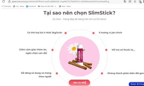 Thanh hít giảm cân SlimStick: Quảng cáo công dụng như thuốc, lừa dối người tiêu dùng